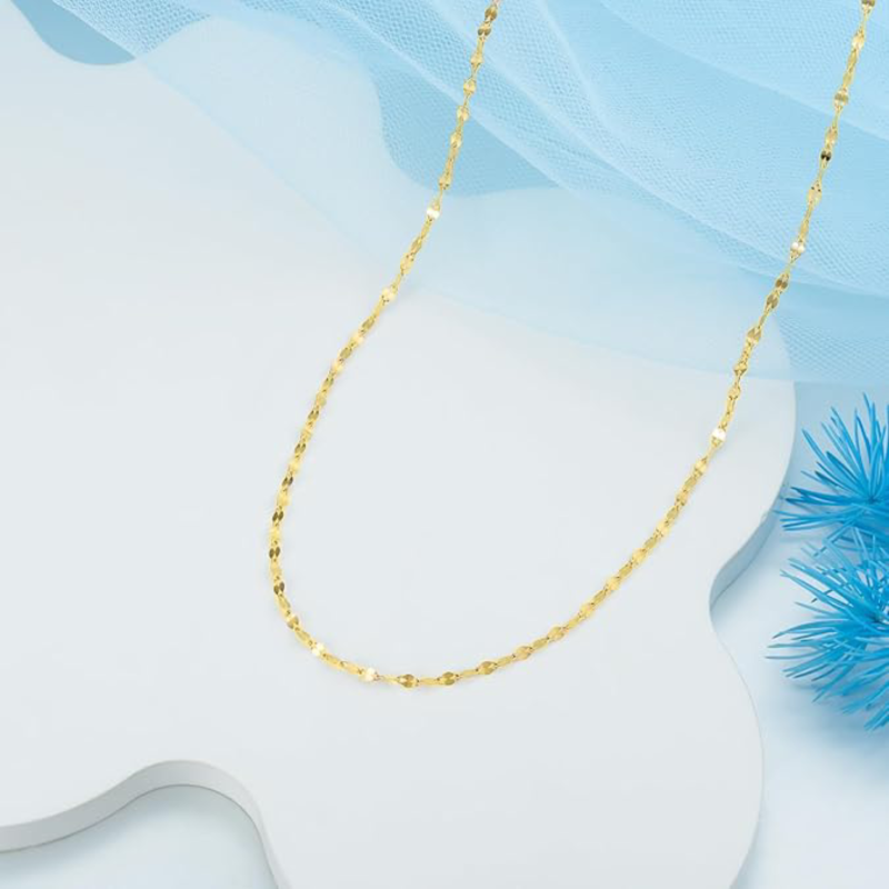 10K Gold 1,7mm Lippenkette Halskette-3