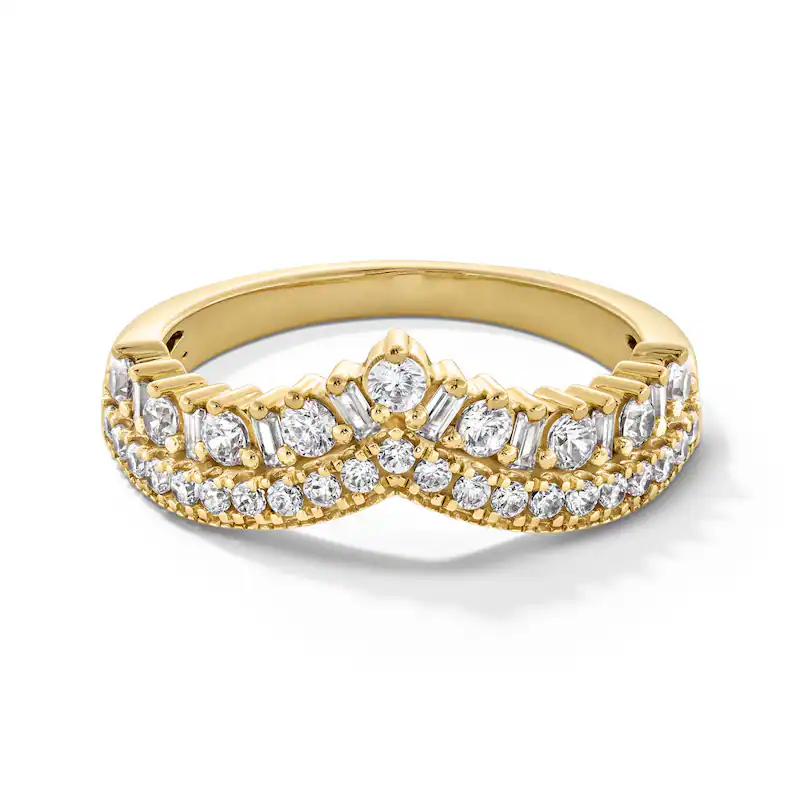 10K Gold 0.625 CT.T.W. Round Baguette Diamond Custom Wedding Ring D Color VVS1 Clarity 3EX-1