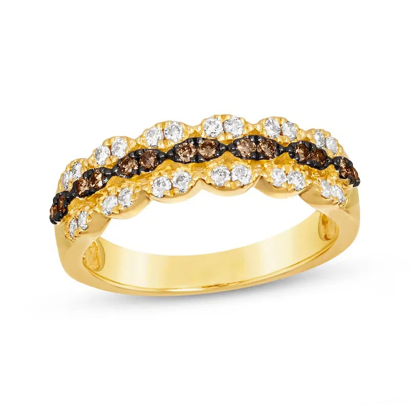 14K Gold 0.375 CT.T.W. Round Cut Diamond Custom Stackable Ring Fancy Color SI2 Clarity 3EX-1