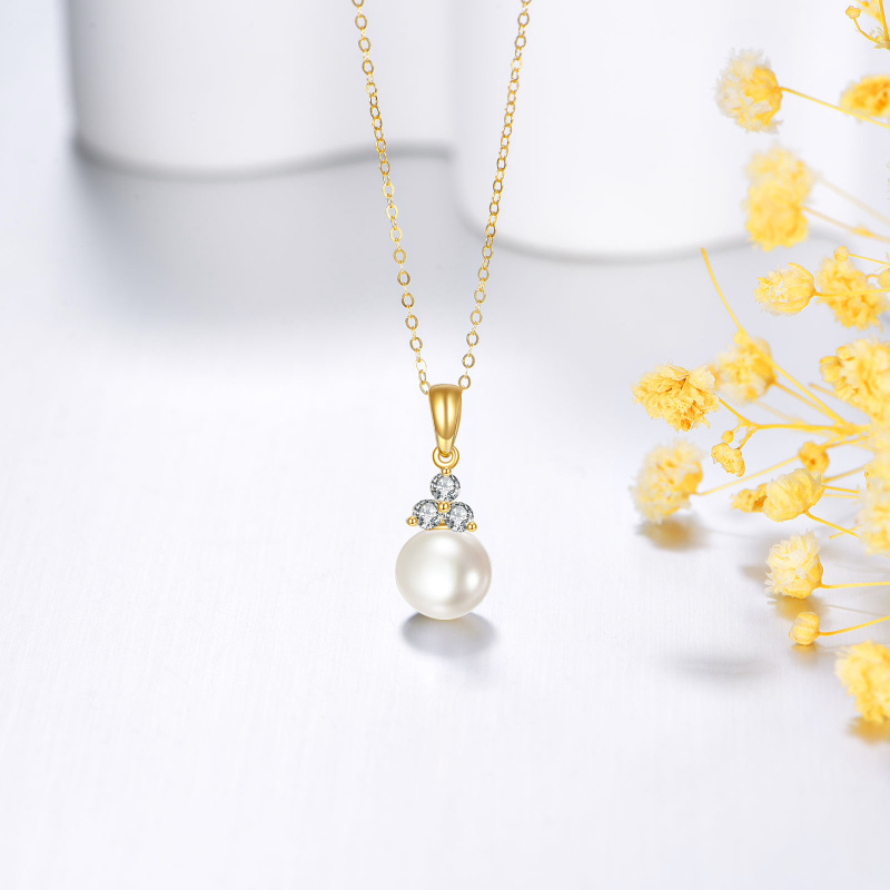 Collar con colgante de perla de 8 mm en oro de 14 quilates-3
