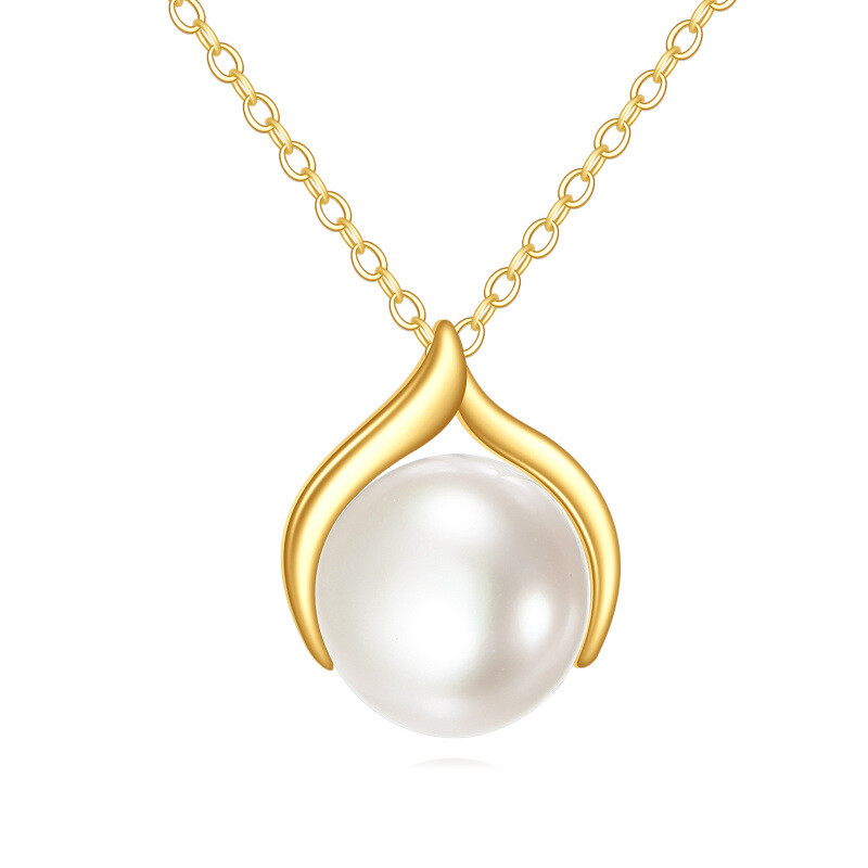 14K Gold 9mm Pearl Pendant Necklace-1