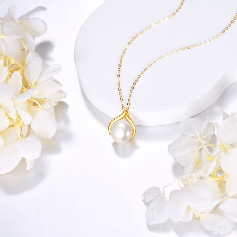 14K Gold 9mm Pearl Pendant Necklace-3