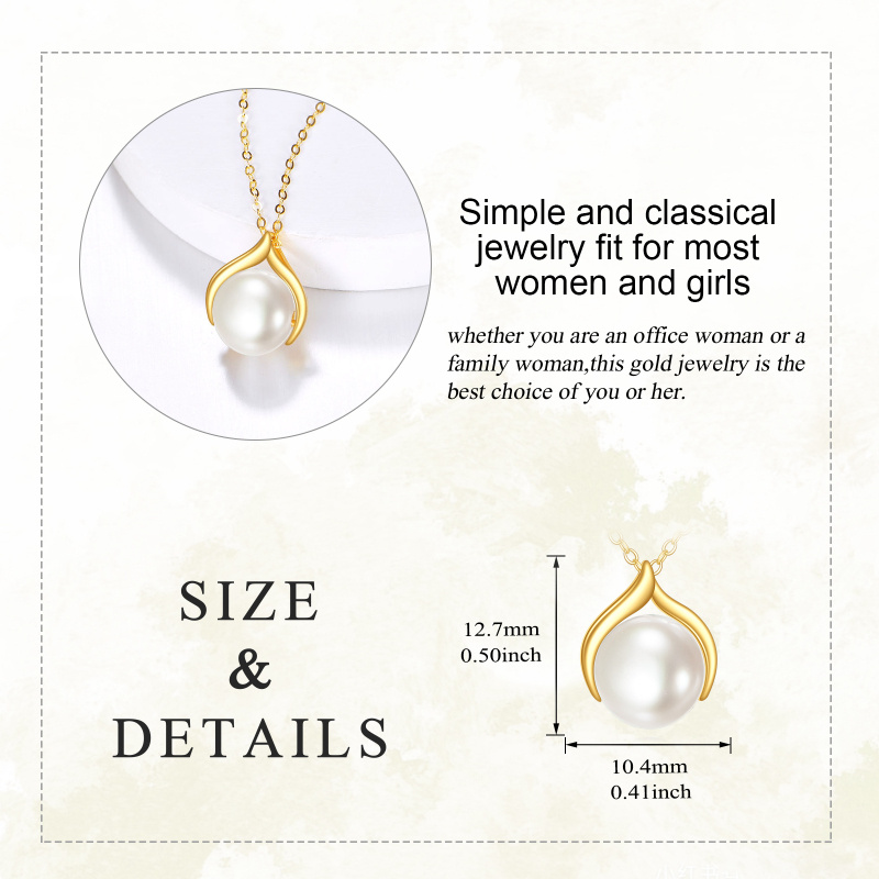 14K Gold 9mm Pearl Pendant Necklace-4