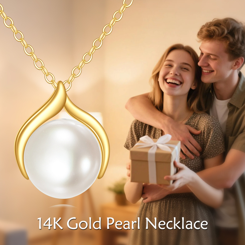 14K Gold 9mm Pearl Pendant Necklace-5