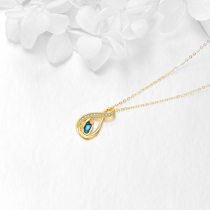 10K Yellow Gold Abalone Shellfish Butterfly Infinity Symbol Pendant Necklace For Women-4
