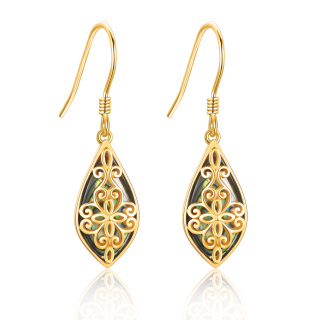 10K Gold Abalone Shellfish Filigree Drop Earrings for Women-2