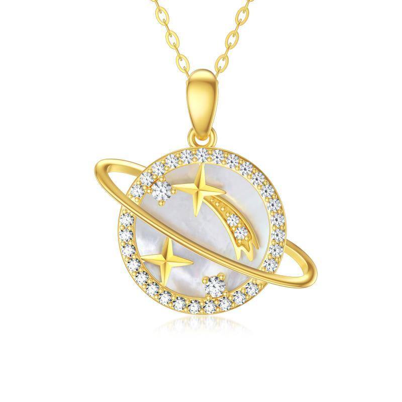 10K Gold Abalone Shellfish Star Pendant Necklace-1