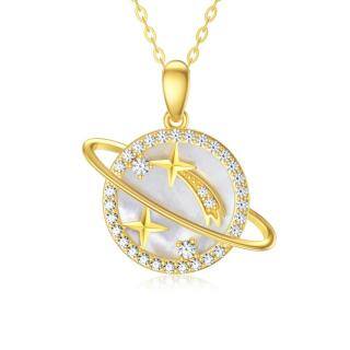 10K Gold Abalone Shellfish Star Pendant Necklace-53