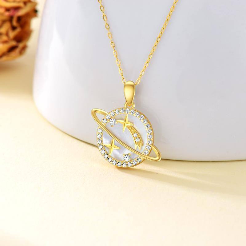 14K Gold Abalone Shellfish Star Pendant Necklace-3