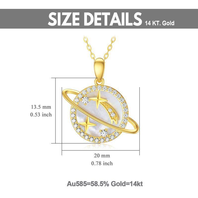 10K Gold Abalone Shellfish Star Pendant Necklace-5