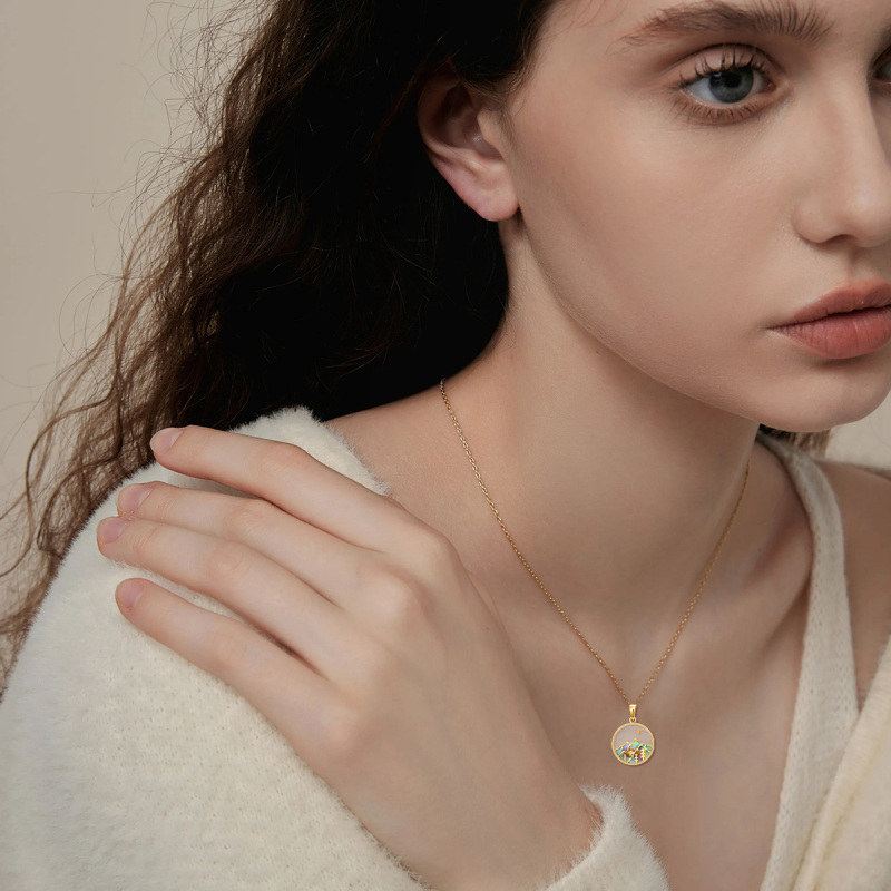 10K White Gold Abalone Shellfish Mountains & Sun Pendant Necklace-2