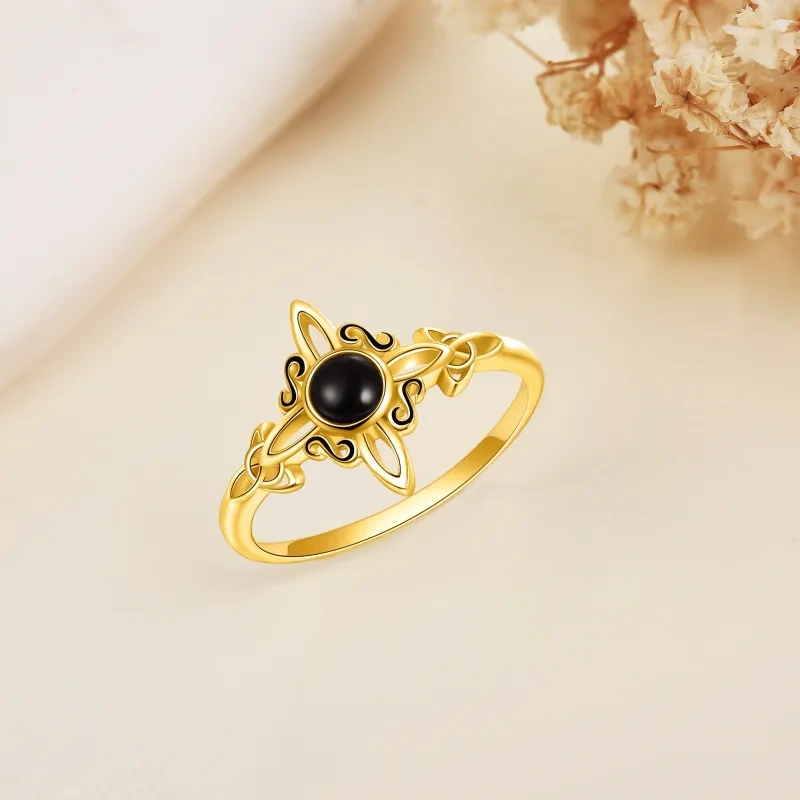 Bague nœud celtique en or 14K Agate-4