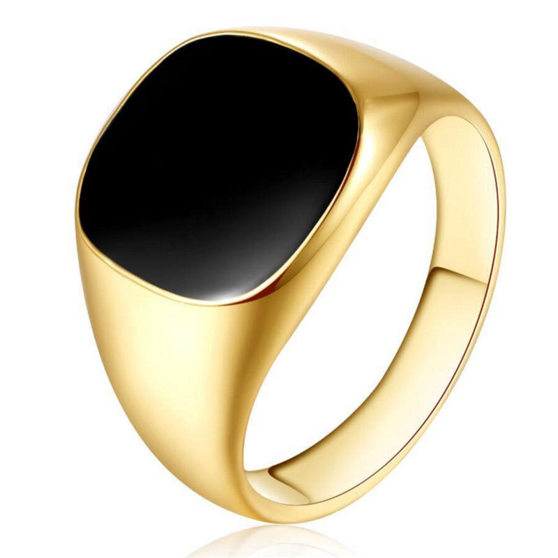 Anillo circular de ágata de oro de 14 quilates para hombre-1