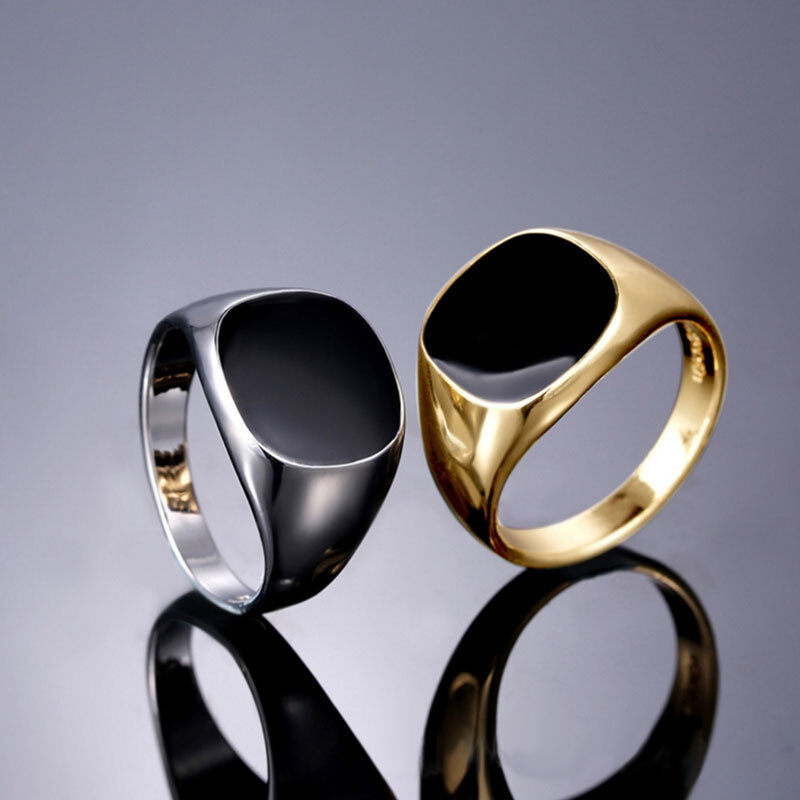 10K Gold Agate Circle Ring for Men-5