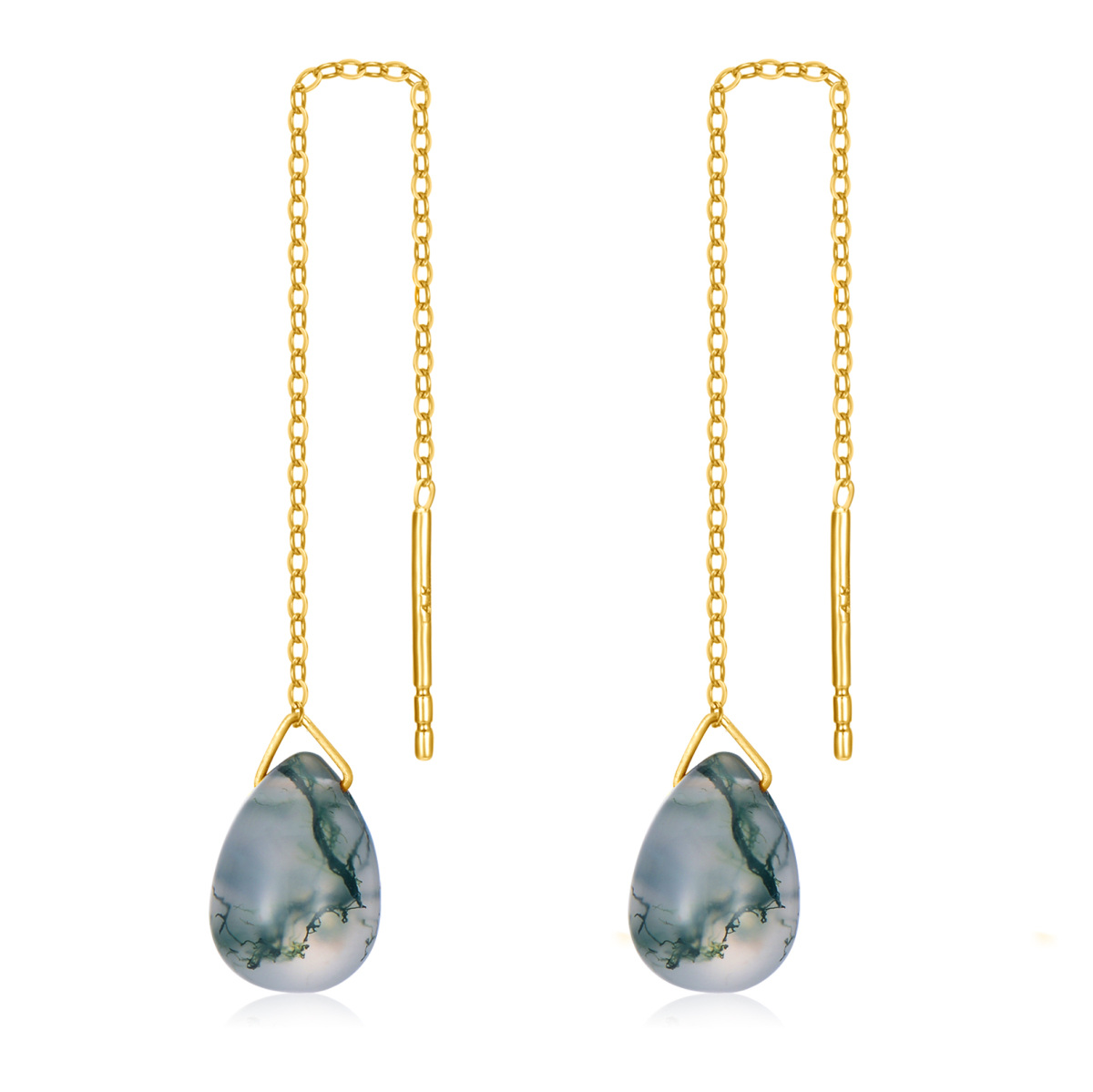 10K Gold Agate Drop Earrings-1