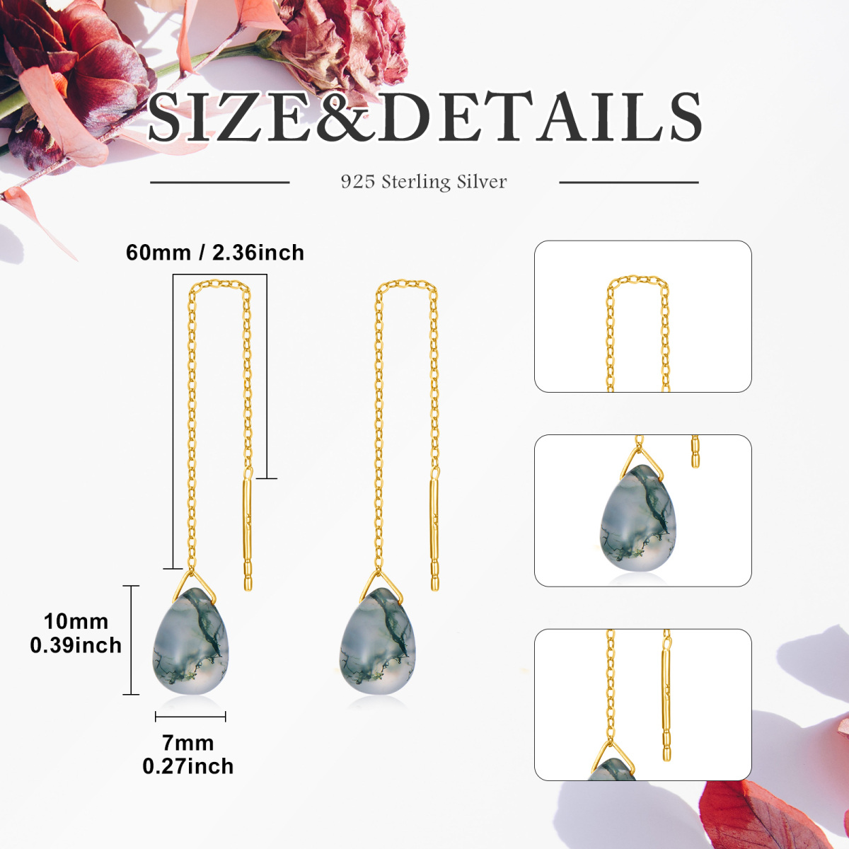 18K Gold Agate Drop Earrings-6