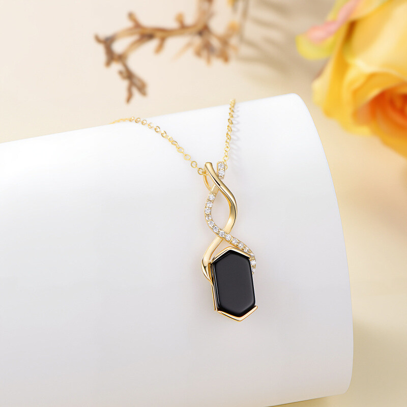 14K Oro Agata e Moissanite Collana Pendente con Simbolo dell'Infinito-2