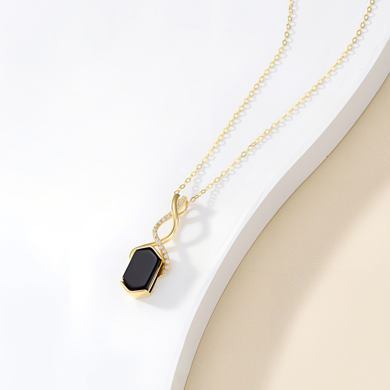 14K Oro Agata e Moissanite Collana Pendente con Simbolo dell'Infinito-3