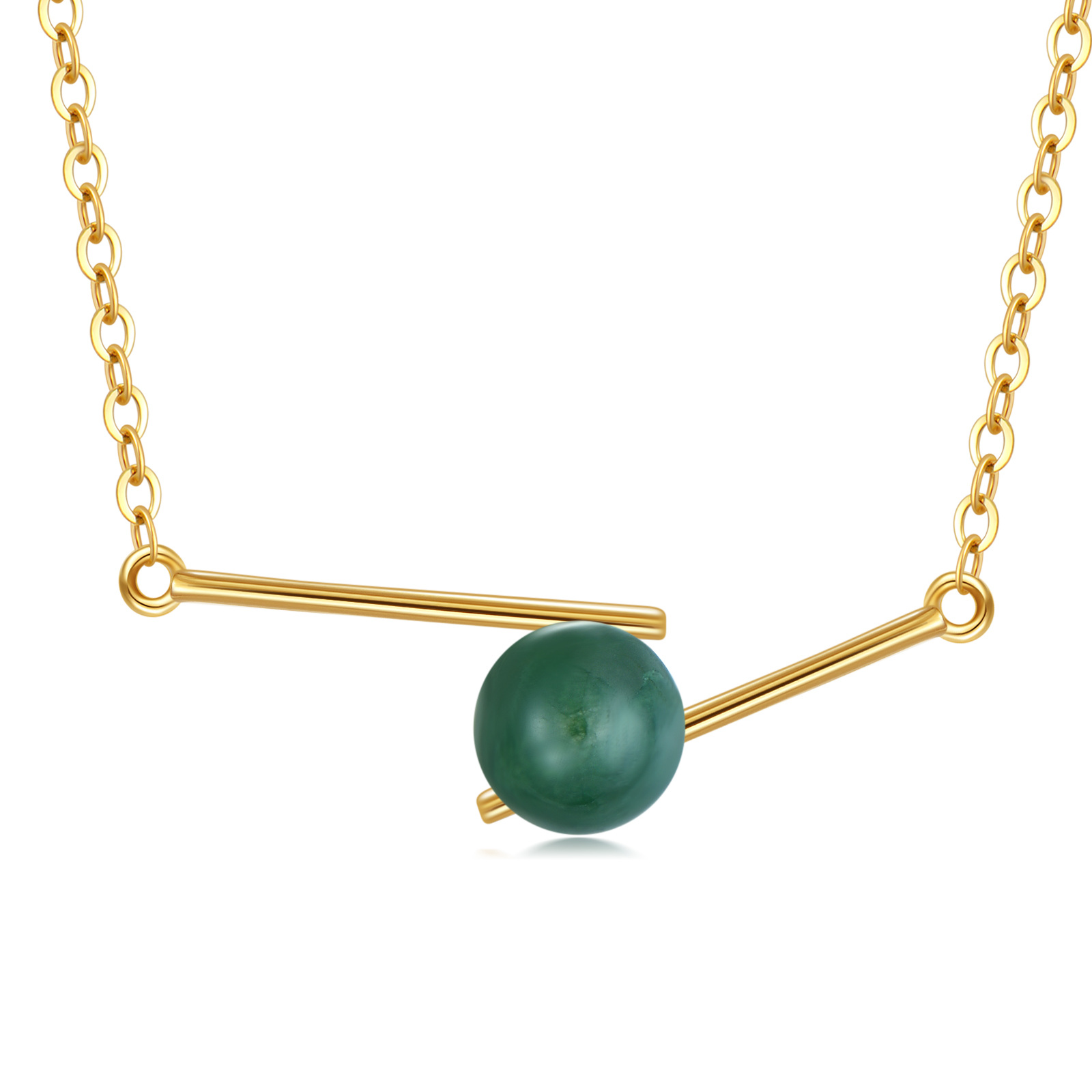 14K Gold Agate Pend… - image