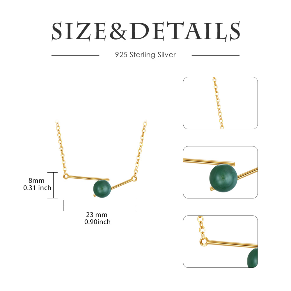 10K Gold Agate Pendant Necklace-5