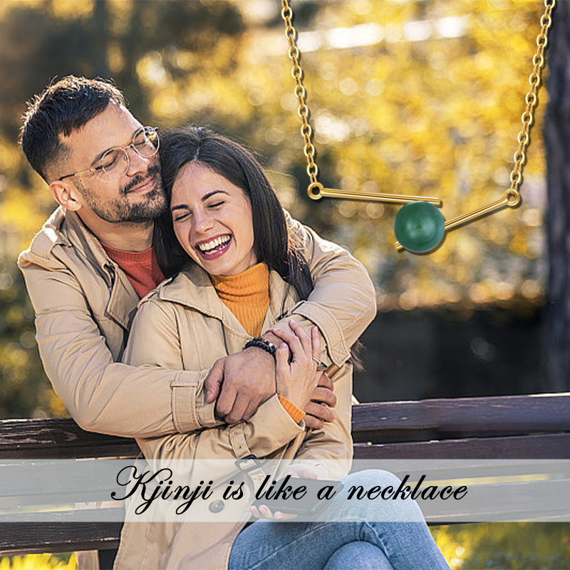 Halskette mit Anhänger aus 18-karätigem Gold und Achat-6