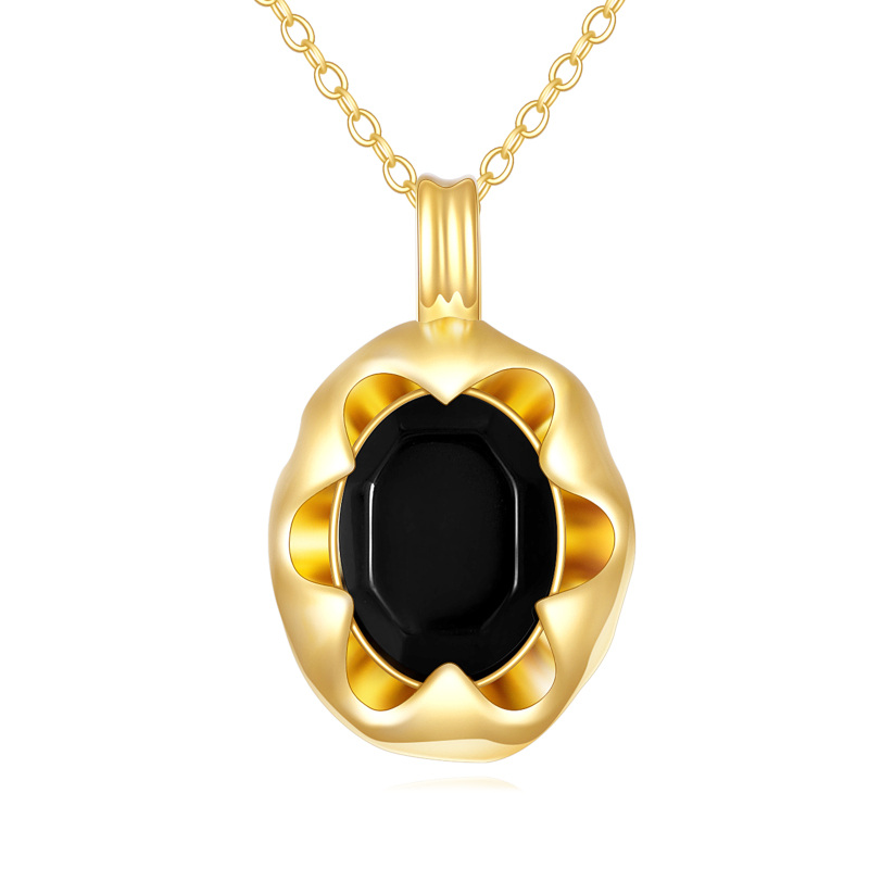 18K Gold Agate Pendant Necklace-1