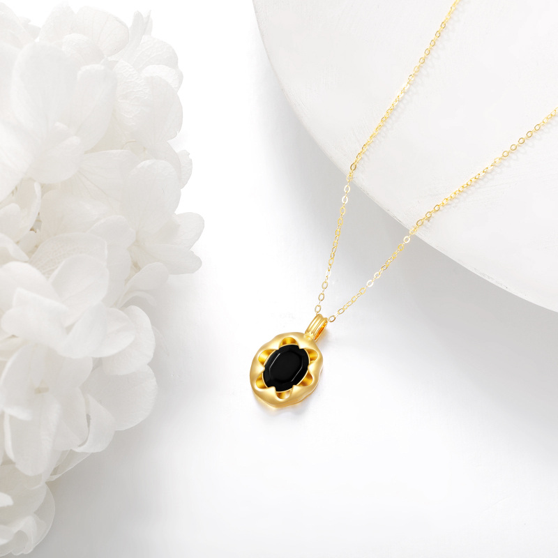 18K Gold Agate Pendant Necklace-3