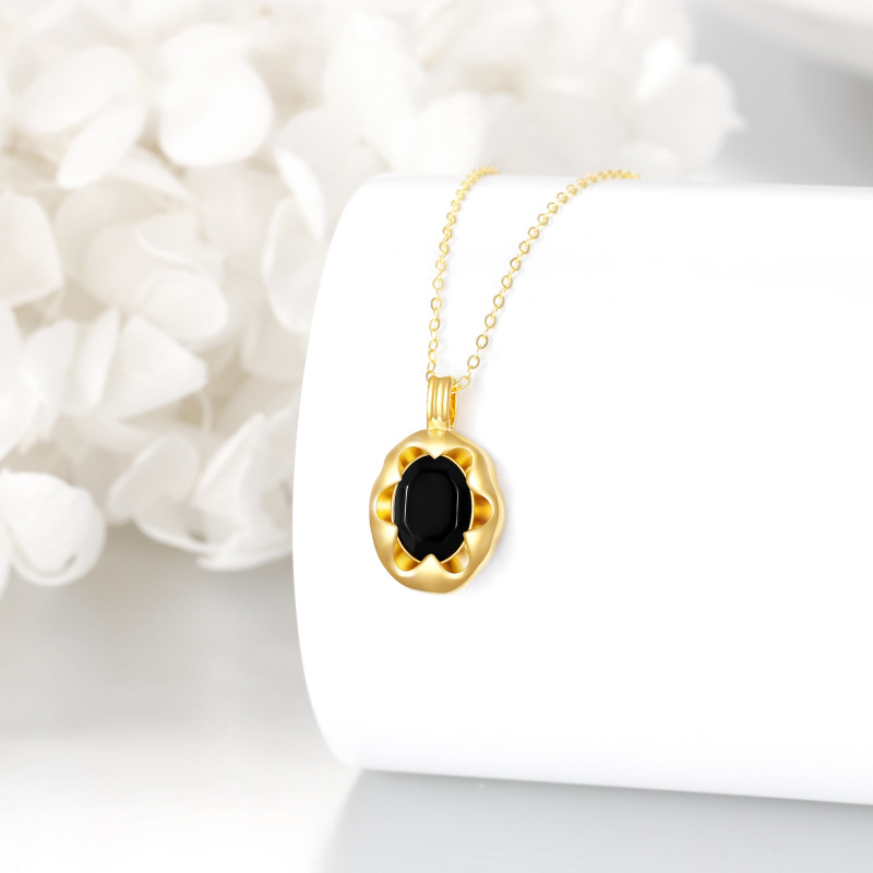 18K Gold Agate Pendant Necklace-4