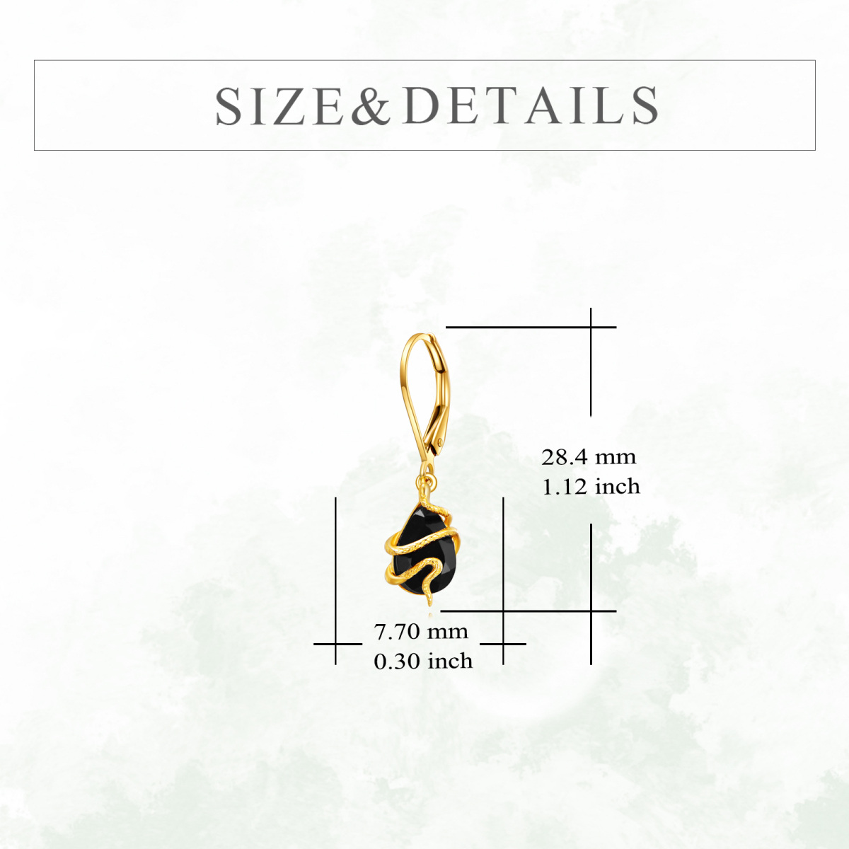 18K Gold Agate Snake Drop Earrings-5