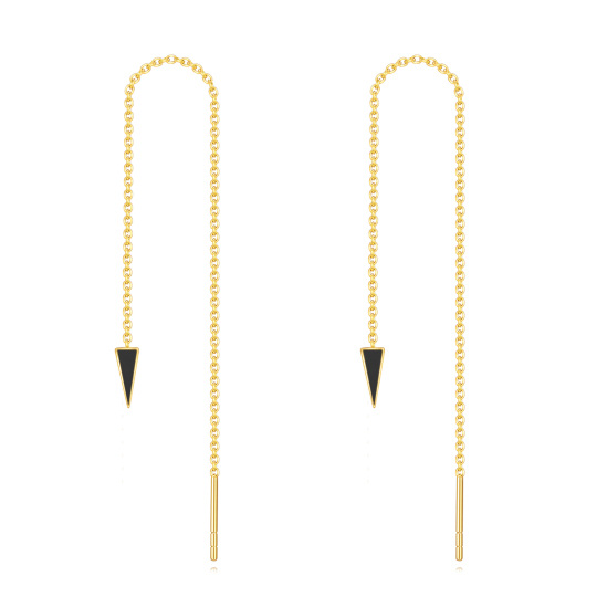 14K Gold Agate Triangle Drop Earrings