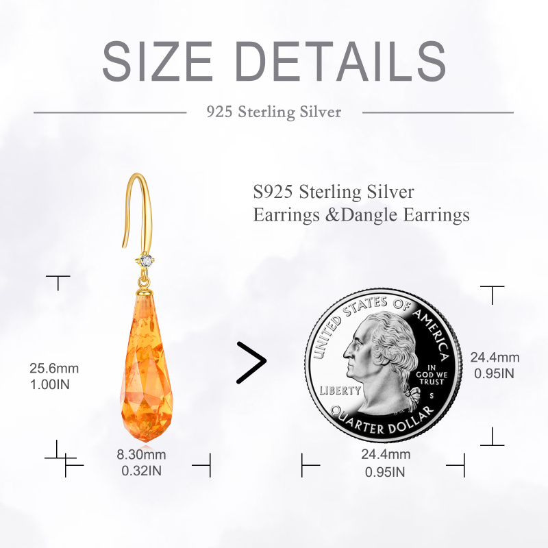 14K Gold Amber Drop Earrings-6