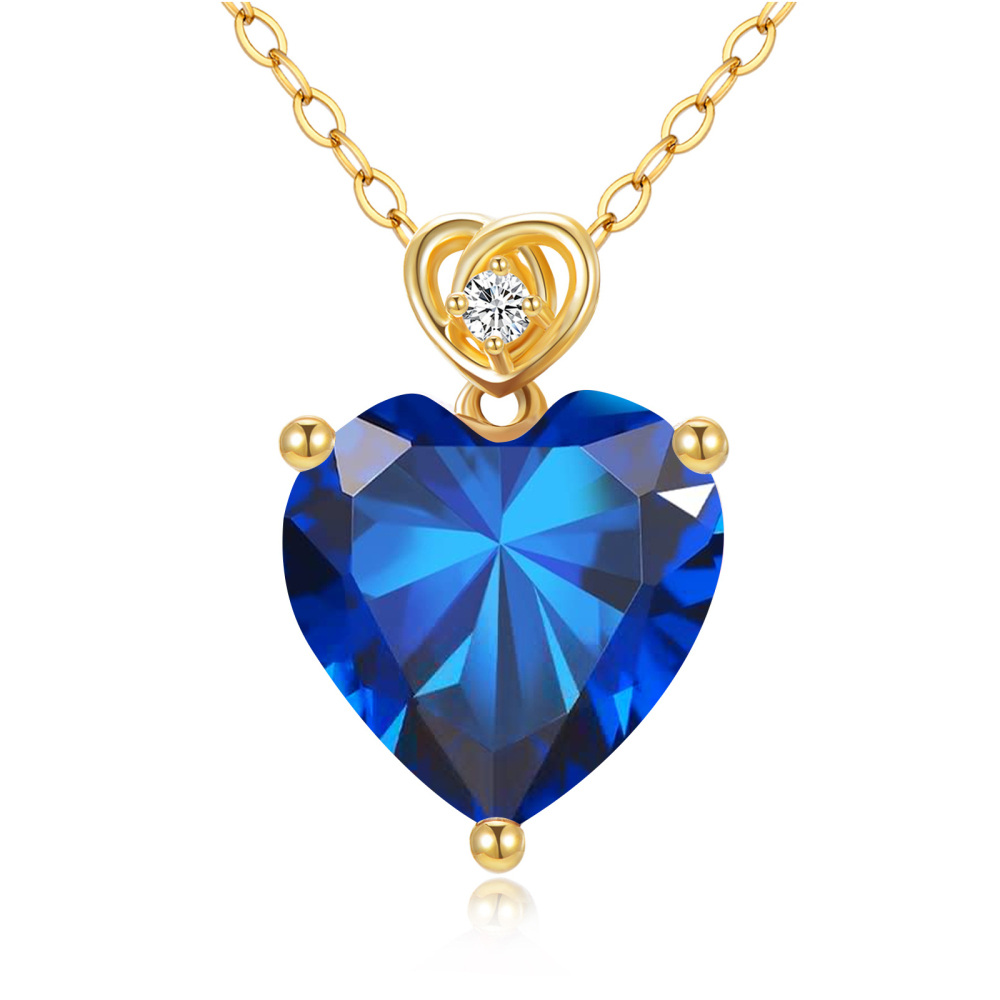 Collar Colgante Corazón Amatista Oro 18K-1