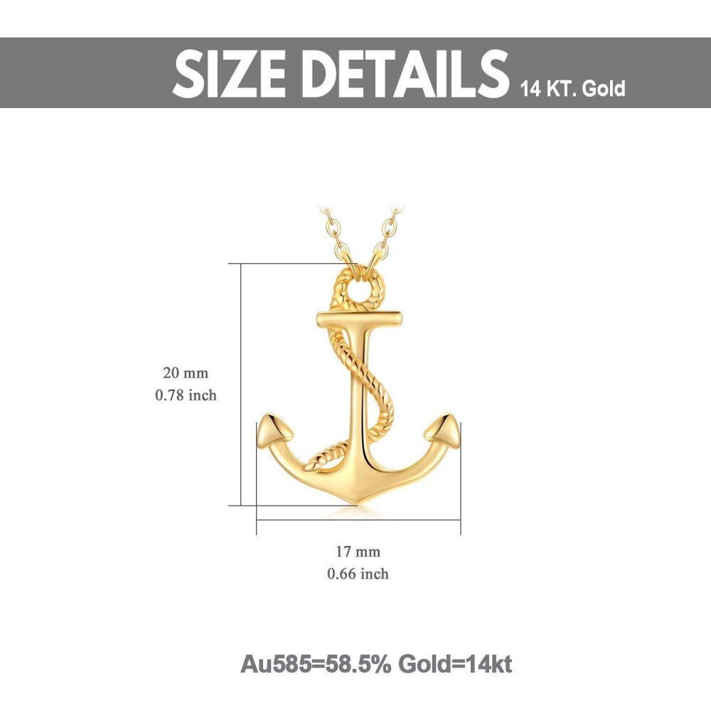 10K Gold Anchor Necklace for Women-5