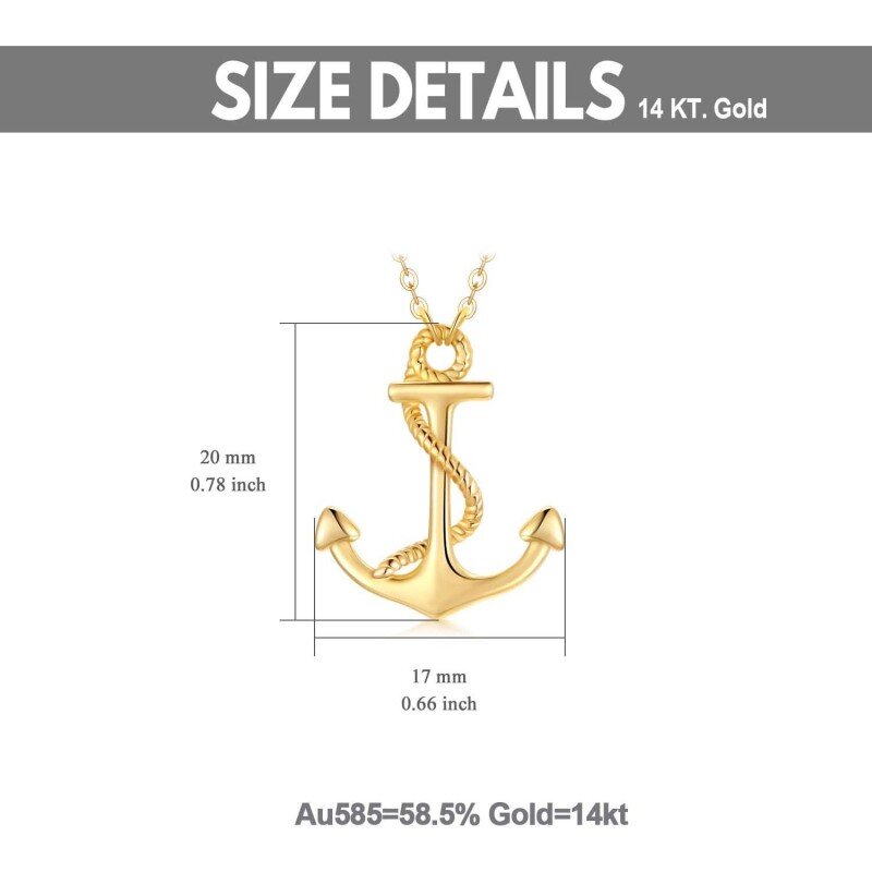 Collar de ancla de oro de 14 quilates para mujer-5
