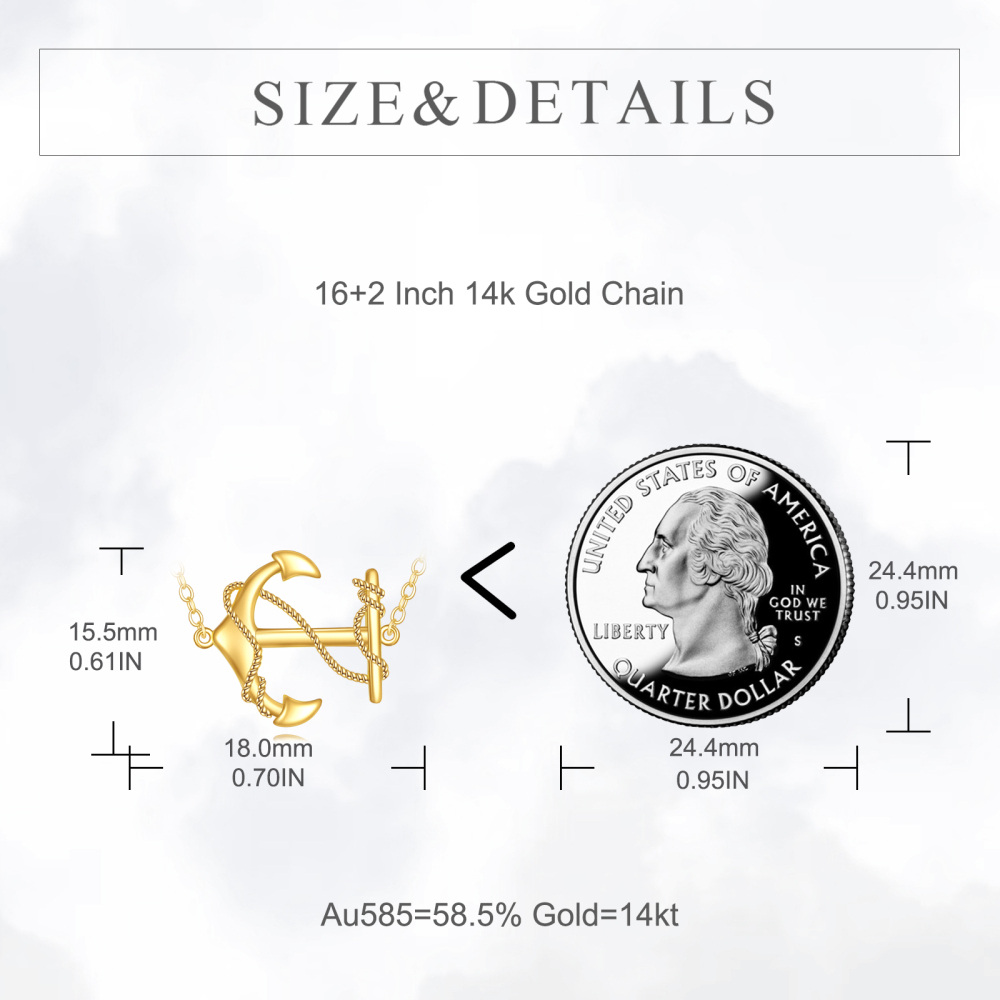 10K Gold Anchor Pendant Necklace-5
