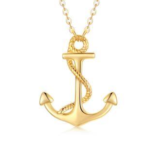 10K Gold Anchor Pendant Necklace-15