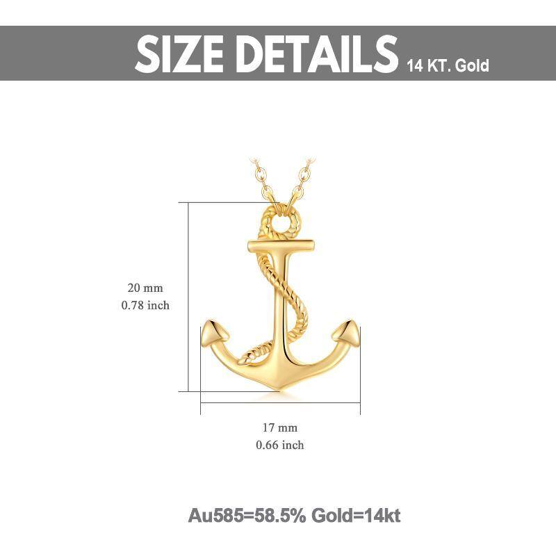 14K Gold Anchor Pendant Necklace-6