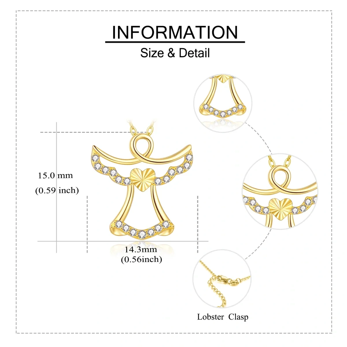 Collier ange en or 14K à zircon cubique-5