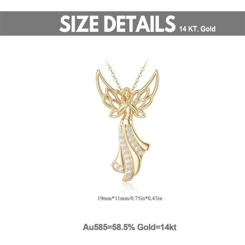 Colar com pendente Asa de Anjo e Fada em Zircónio Cúbico em Ouro de 10K-6