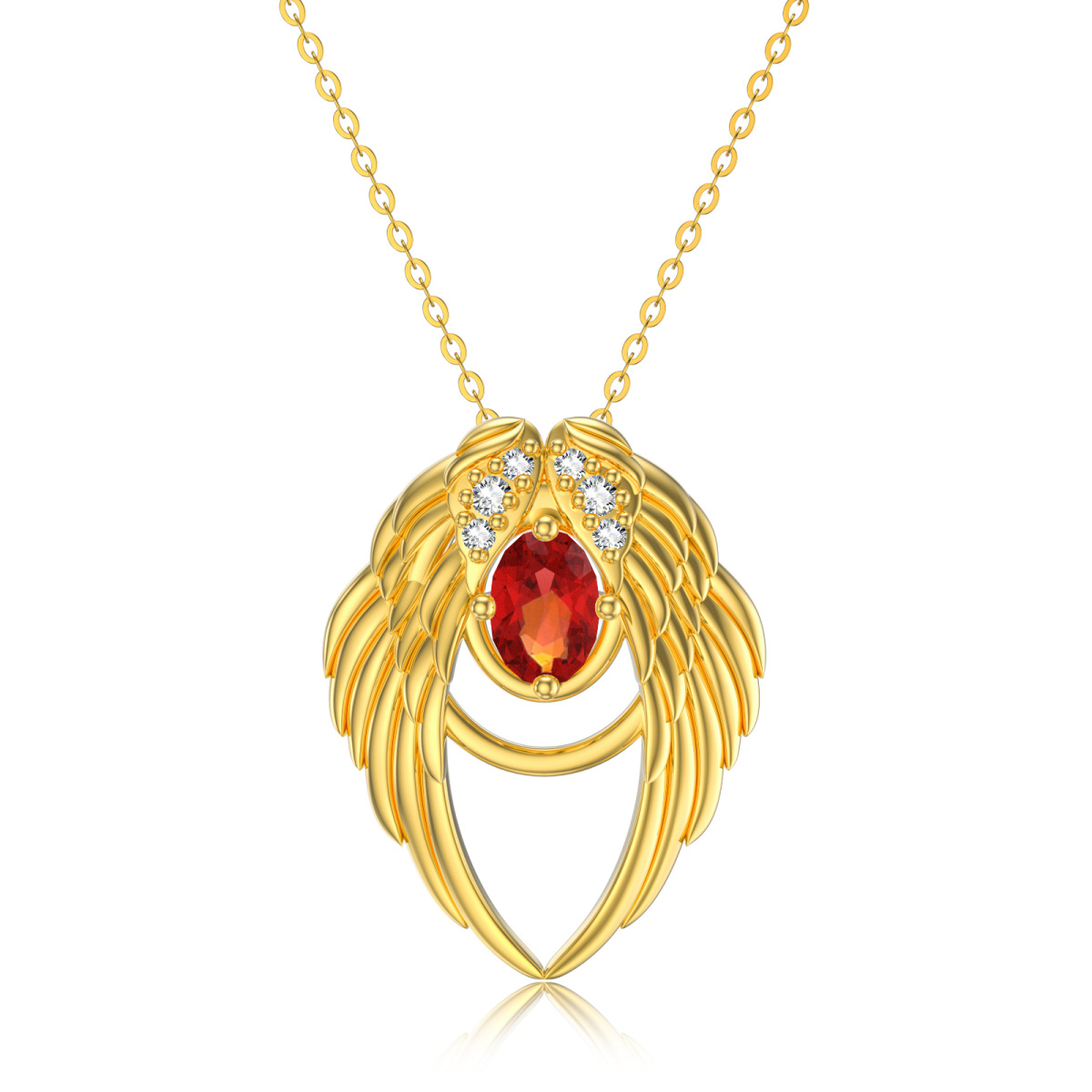 Collier avec pendentif aile d'ange en or 14 carats et zircone cubique-1