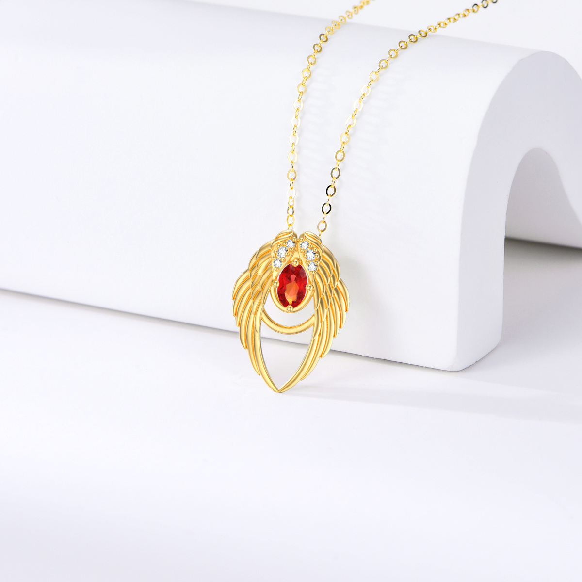 Collier avec pendentif aile d'ange en or 14 carats et zircone cubique-3