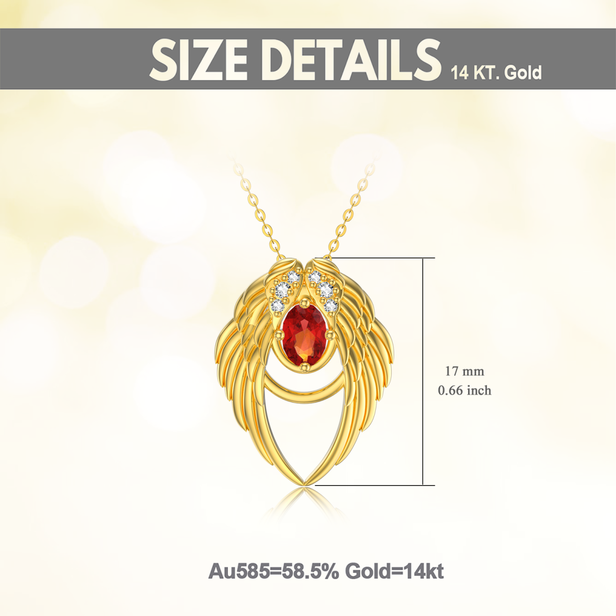 Collier avec pendentif aile d'ange en or 14 carats et zircone cubique-5