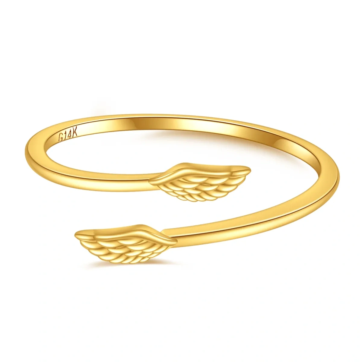 10K Gold Angel Wings Open Ring-1