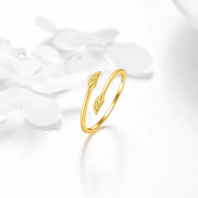 14K Gold Engelsflügel Offener Ring-4