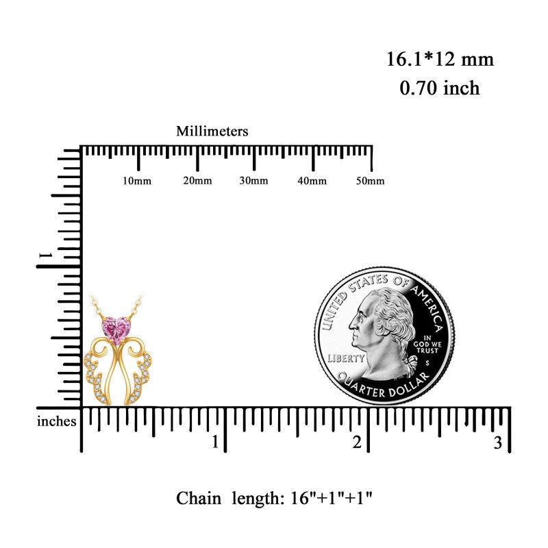 Collar con colgante de ala de ángel de platino con circonitas cúbicas chapadas en oro blanco-5