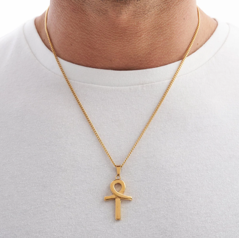 Dijes colgantes Ankh de oro de 14 quilates-2