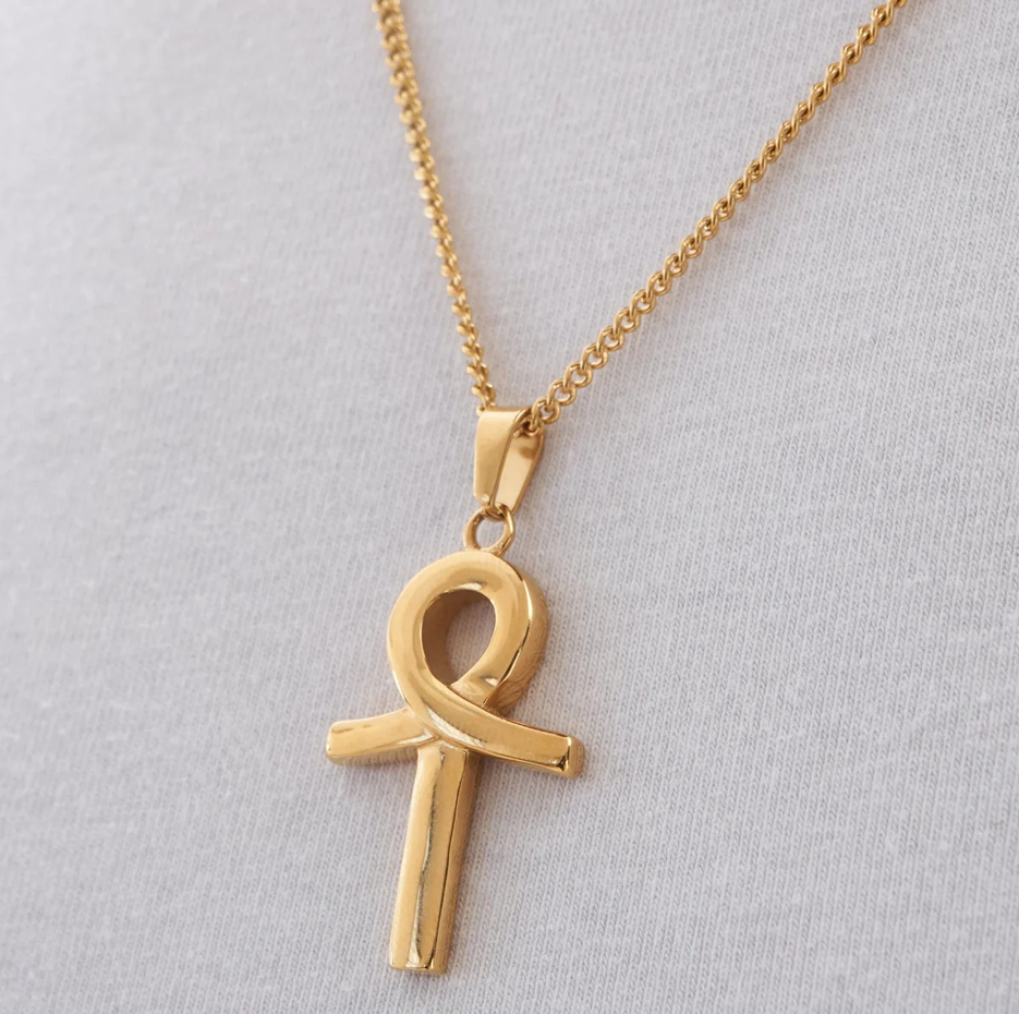 Dijes colgantes Ankh de oro de 14 quilates-3