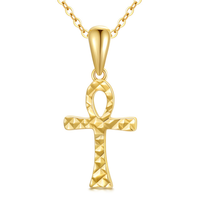 14K Gold Ankh Pendant Necklace-4