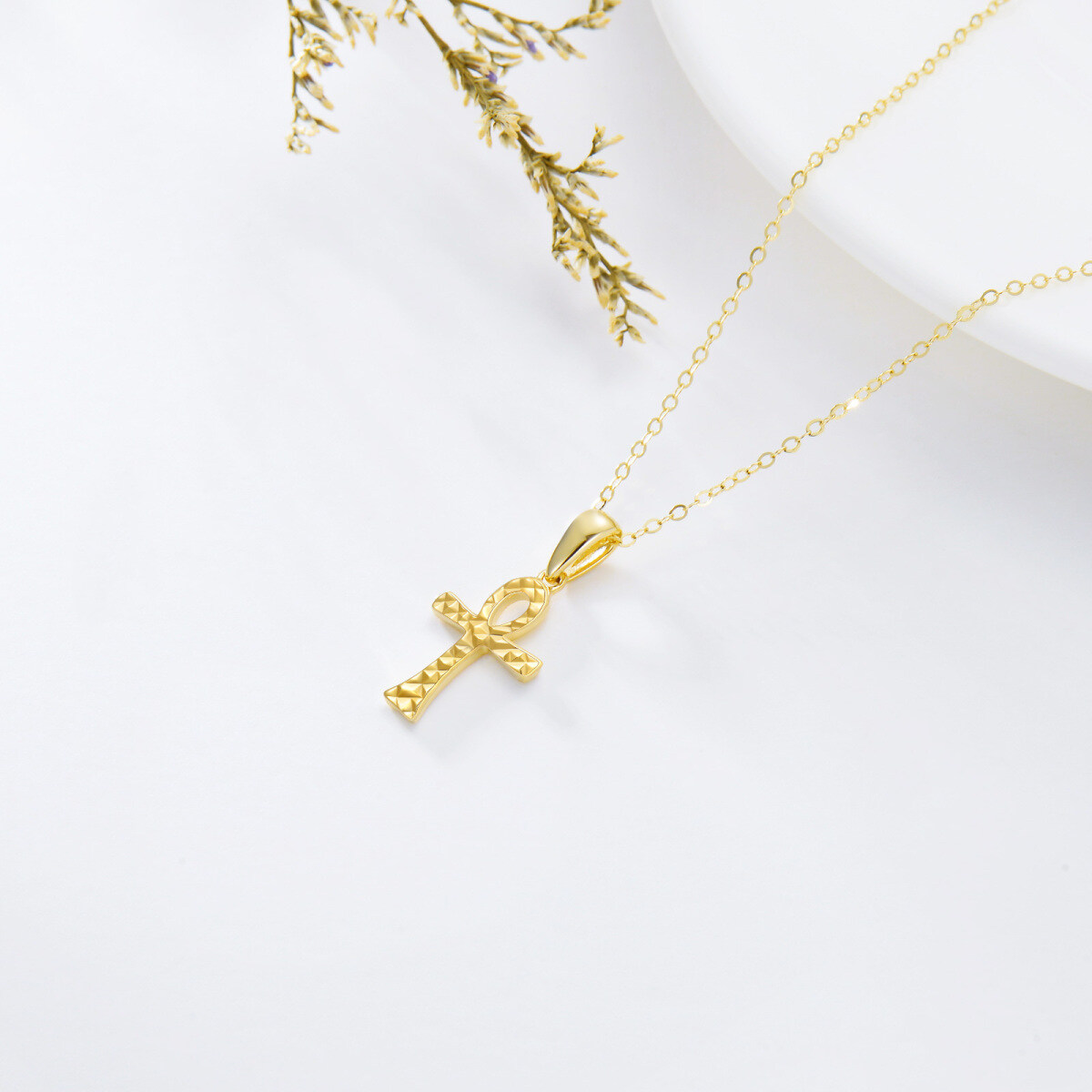 Collar Colgante Ankh de Oro 14K-3