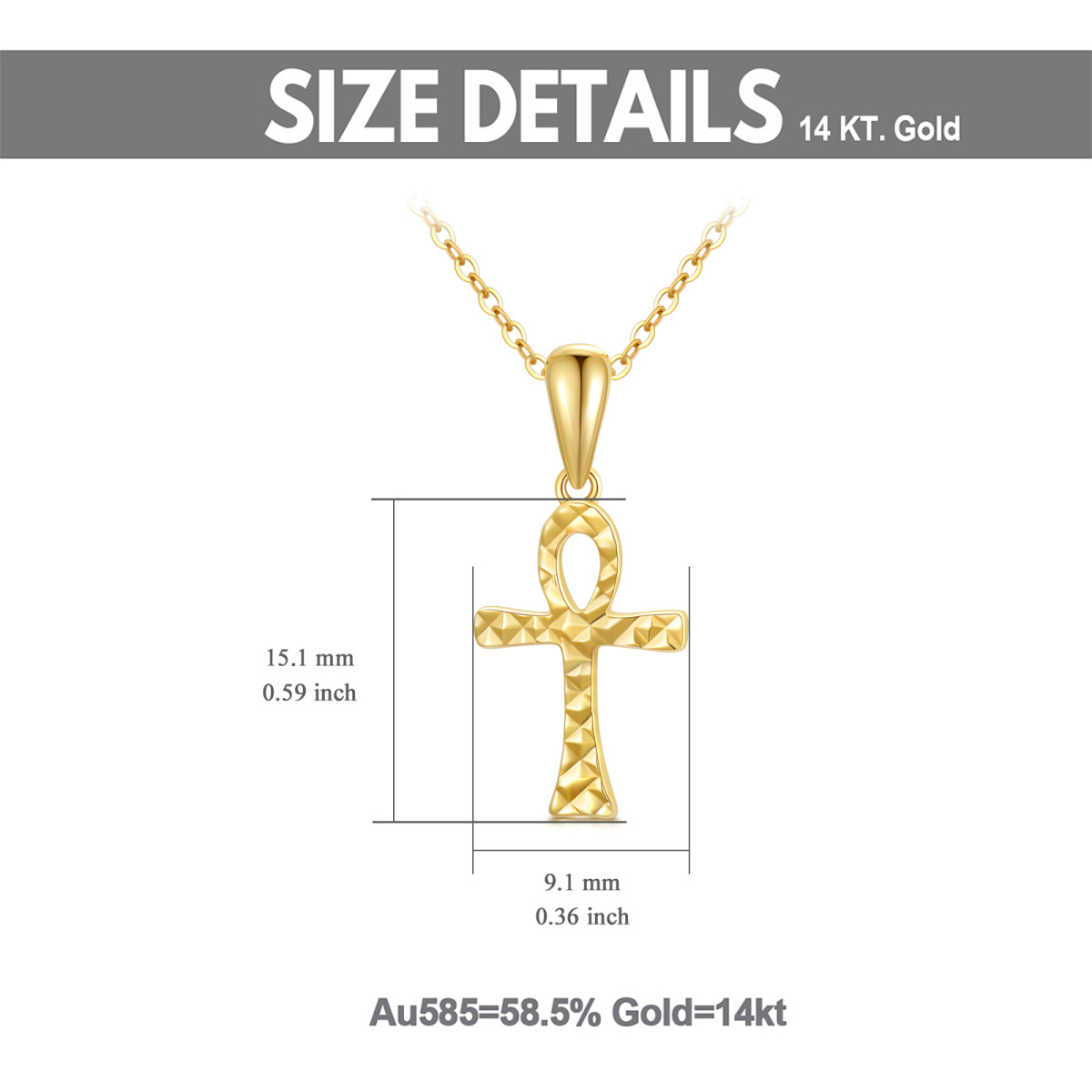 10K Gold Ankh Pendant Necklace-4